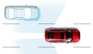 2022 Nissan Sentra illustration showing blind spot warning technology