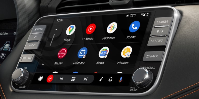 Close up of 2024 Nissan Versa Android Auto screen