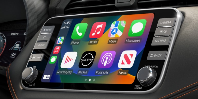 Close up of 2024 Nissan Versa Apple CarPlay screen