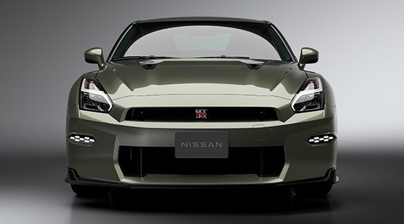 The 2024 Nissan GT-R front lip spoiler and grille.