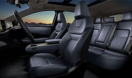 2023 Nissan Ariya interior view of front and back seats.
