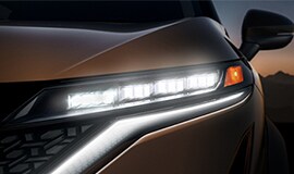 2023 Nissan Ariya close up of LED headlights.