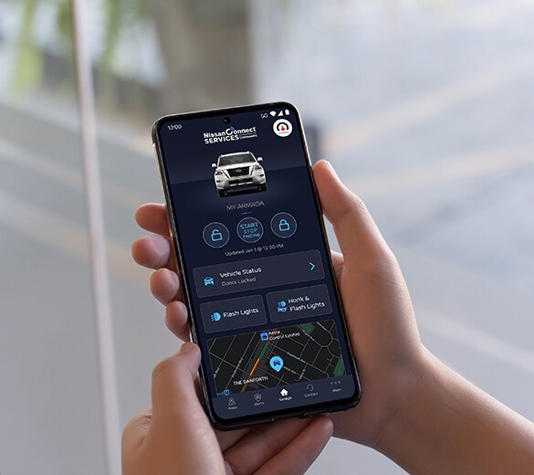 2023 Nissan Armada smartphone open to Nissanconnect app.