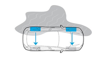 2023 Nissan Armada illustration showing active brake limited slip technology on wet surface