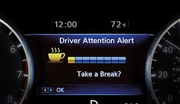 2023 Nissan Murano gauge screen displaying intelligent driver alertness.